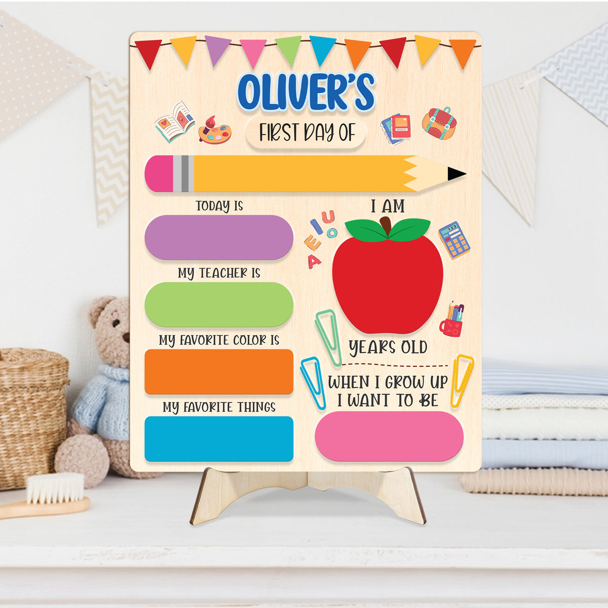 Personalized First and Last Day School Sign, Preschool Board for Toddler, Back To School Dry Erase Sign