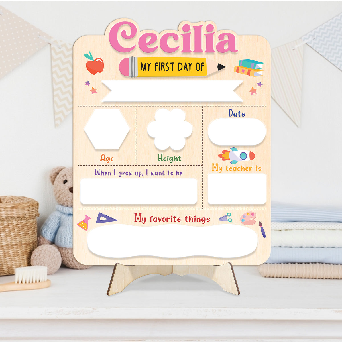 Personalized First and Last Day School Sign, Preschool Board for Toddler, Back to School Dry Erase Sign, Gift For Kids