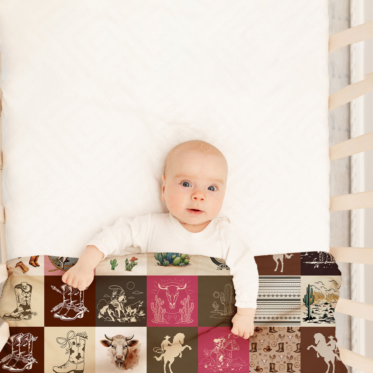 Western Baby Blanket for Boys Girls, Cowboy Baby Blankets for Newborns, Toddlers, Kids