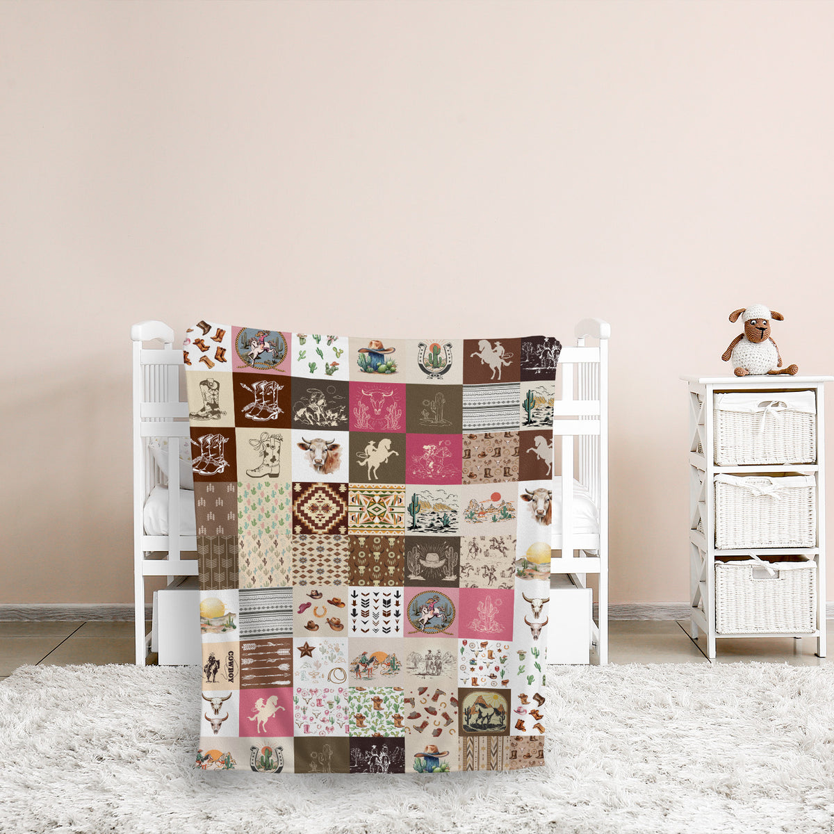 Western Baby Blanket for Boys Girls, Cowboy Baby Blankets for Newborns, Toddlers, Kids