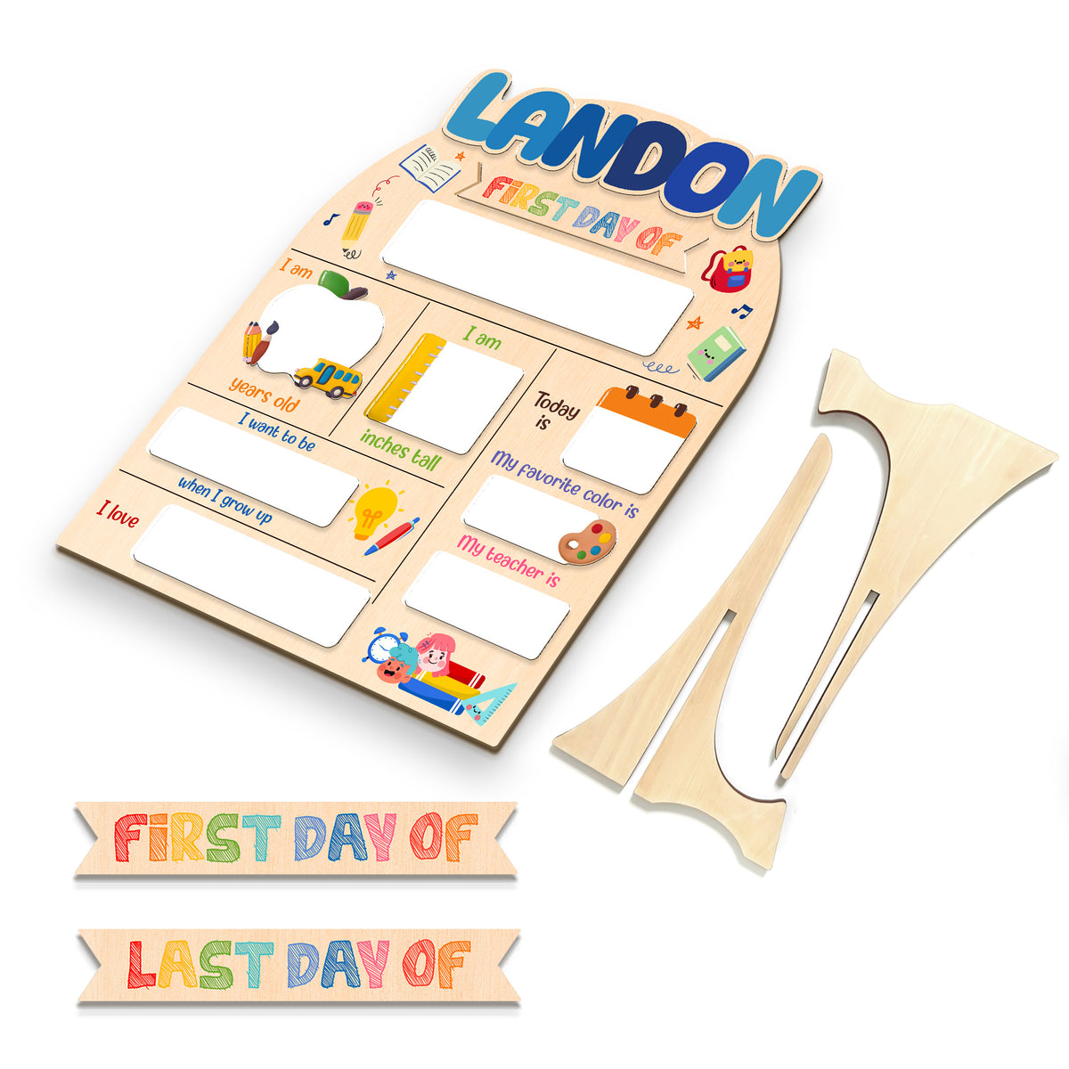 Personalized Wooden School Board Gift Student, First & Last Day of School Sign, Class of 2025 Gift