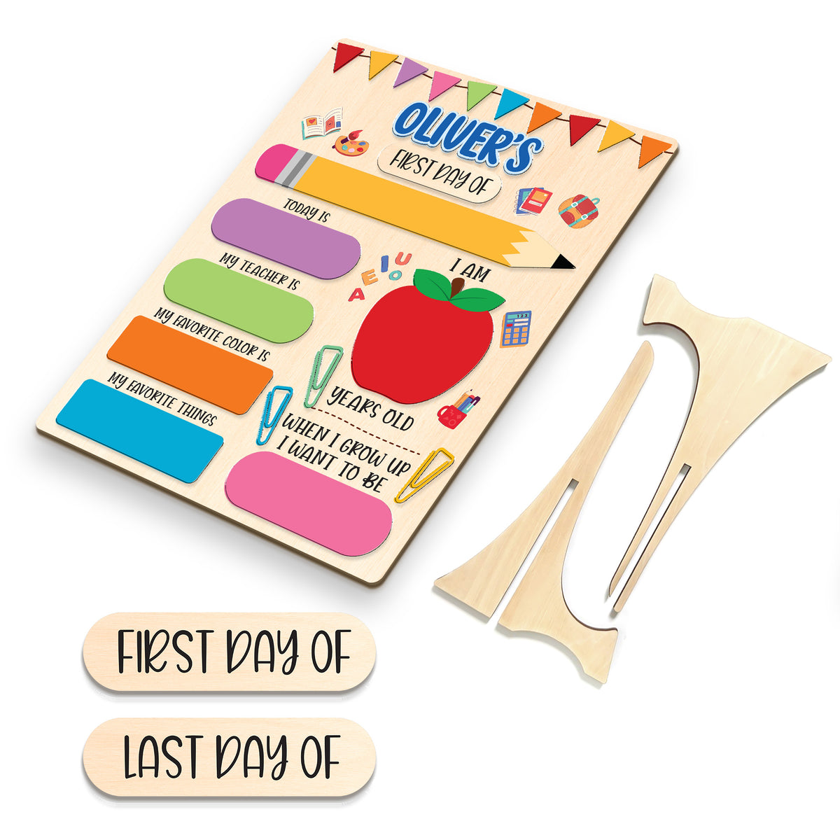 Personalized First and Last Day School Sign, Preschool Board for Toddler, Back To School Dry Erase Sign