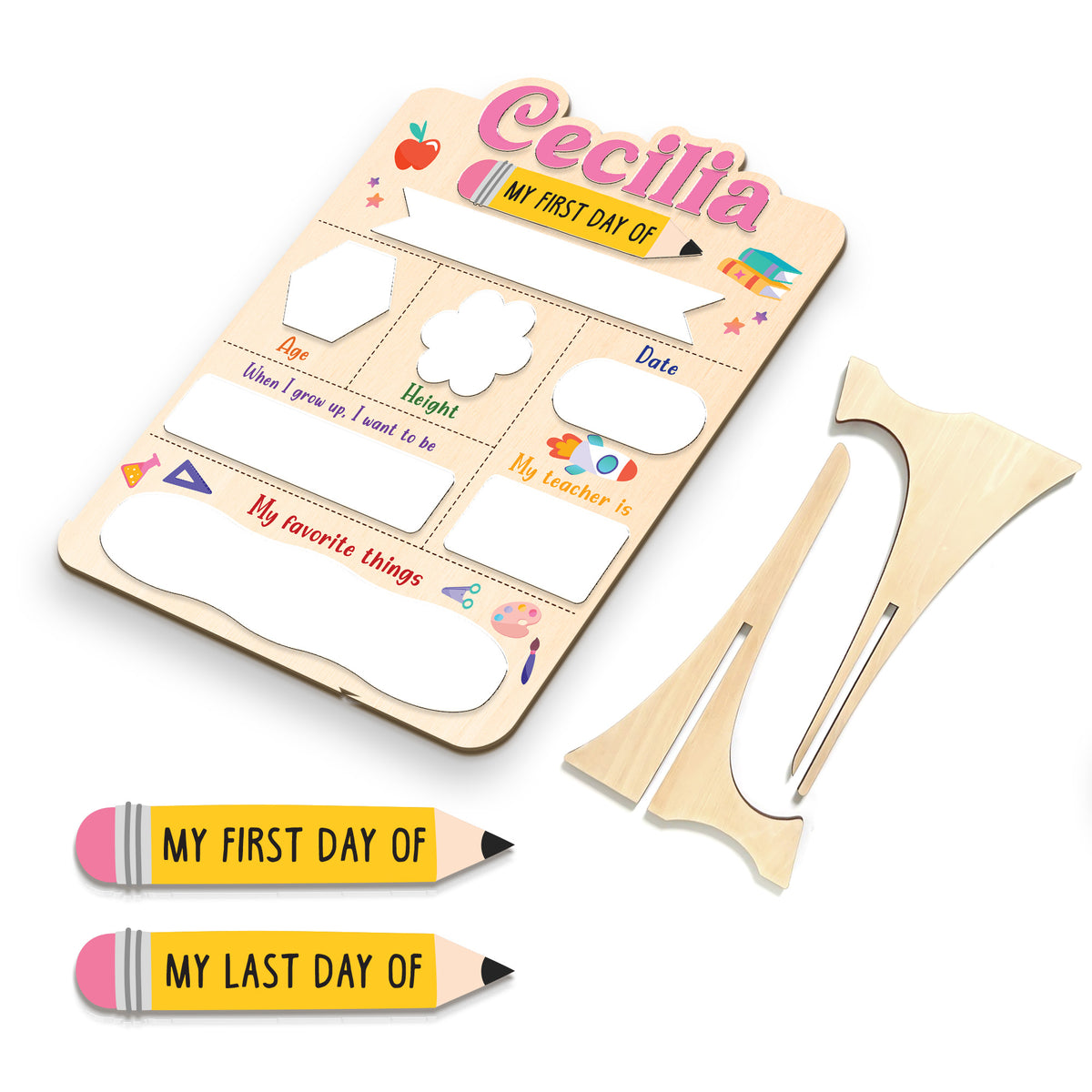 Personalized First and Last Day School Sign, Preschool Board for Toddler, Back to School Dry Erase Sign, Gift For Kids