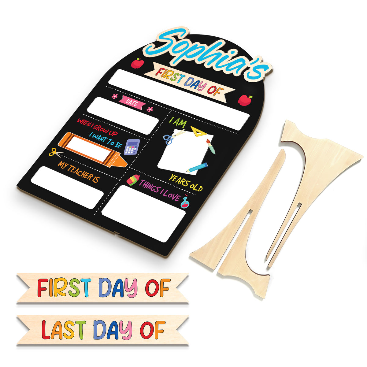 Personalized First and Last Day School Sign, Wooden Board for Toddler, Gift For Kids, Back to School Dry Erase Sign