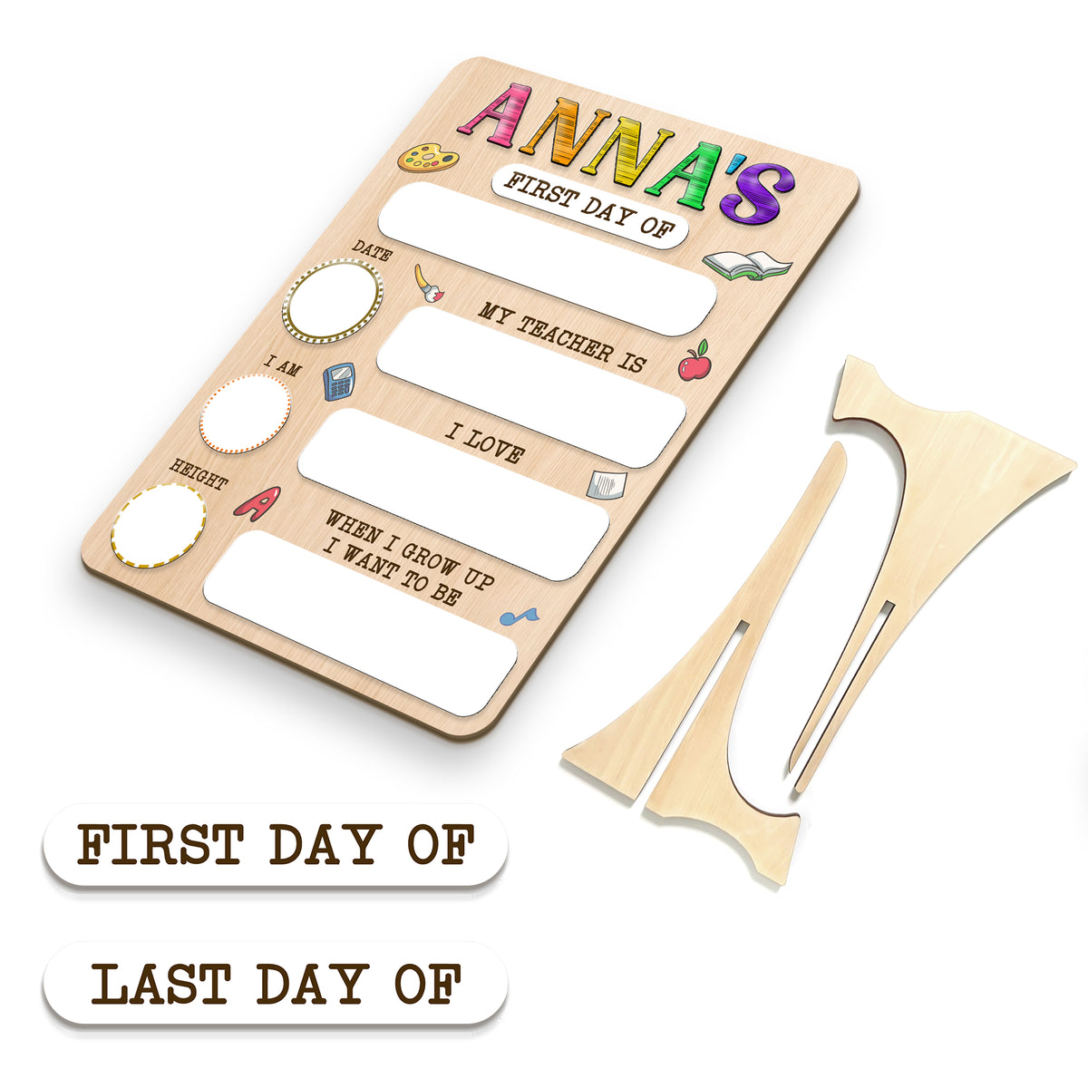 Personalized Wooden Sign For Kindergarten, First & Last Day Of School Board, Back To School Sign, Class Of 2025 Gift