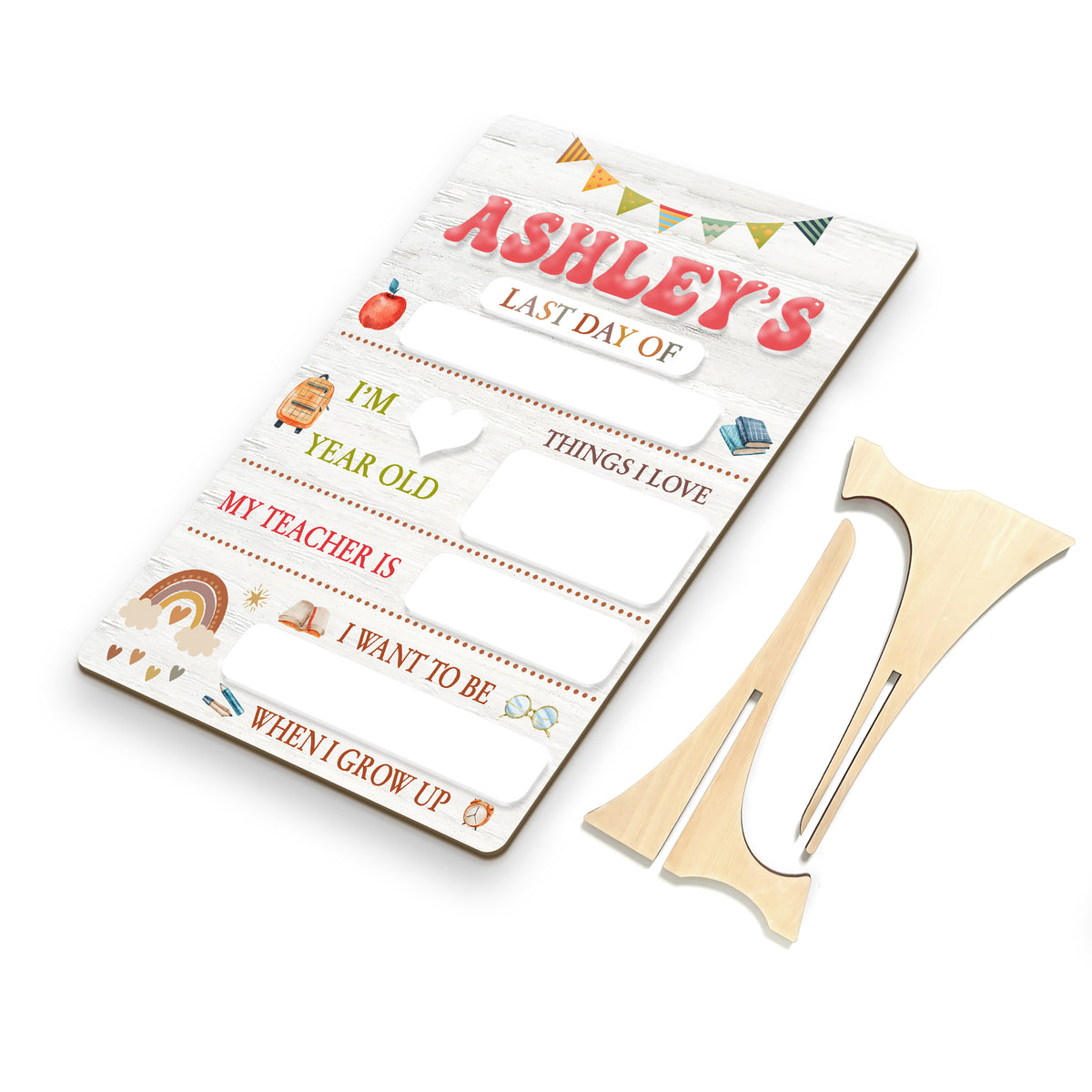 1st Day of Preschool Sign, Personalized Wooden School First & Last Day of School Board, Kindergarten Sign for Toddler, Class of 2025 Gift