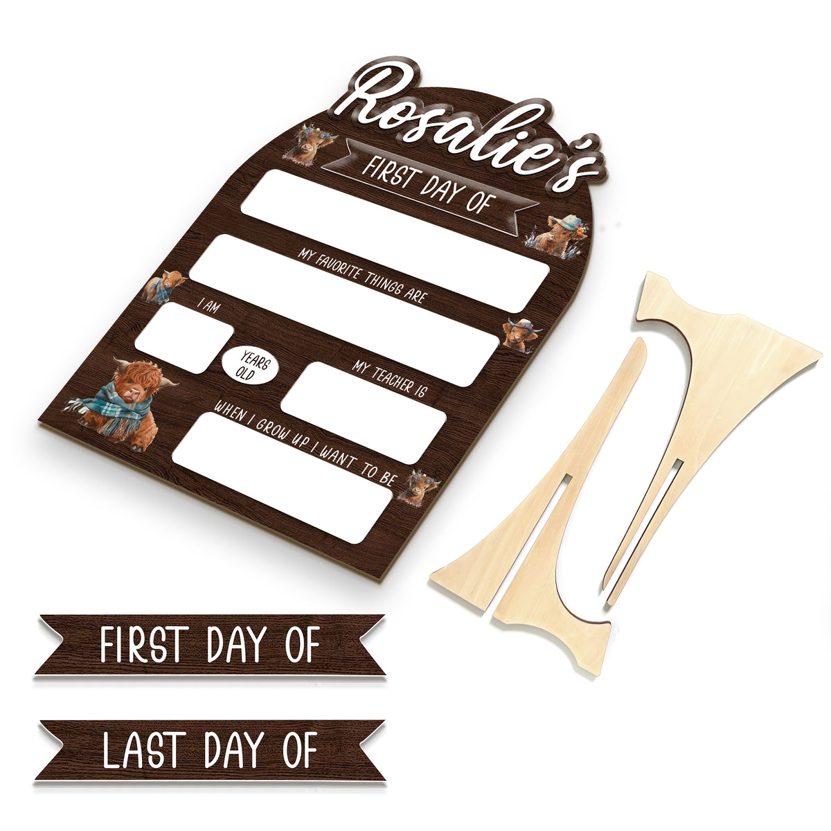 Personalized Wooden Sign for Kindergarten, First & Last Day of School Board, 1st Day of Preschool Board, Back To School Sign