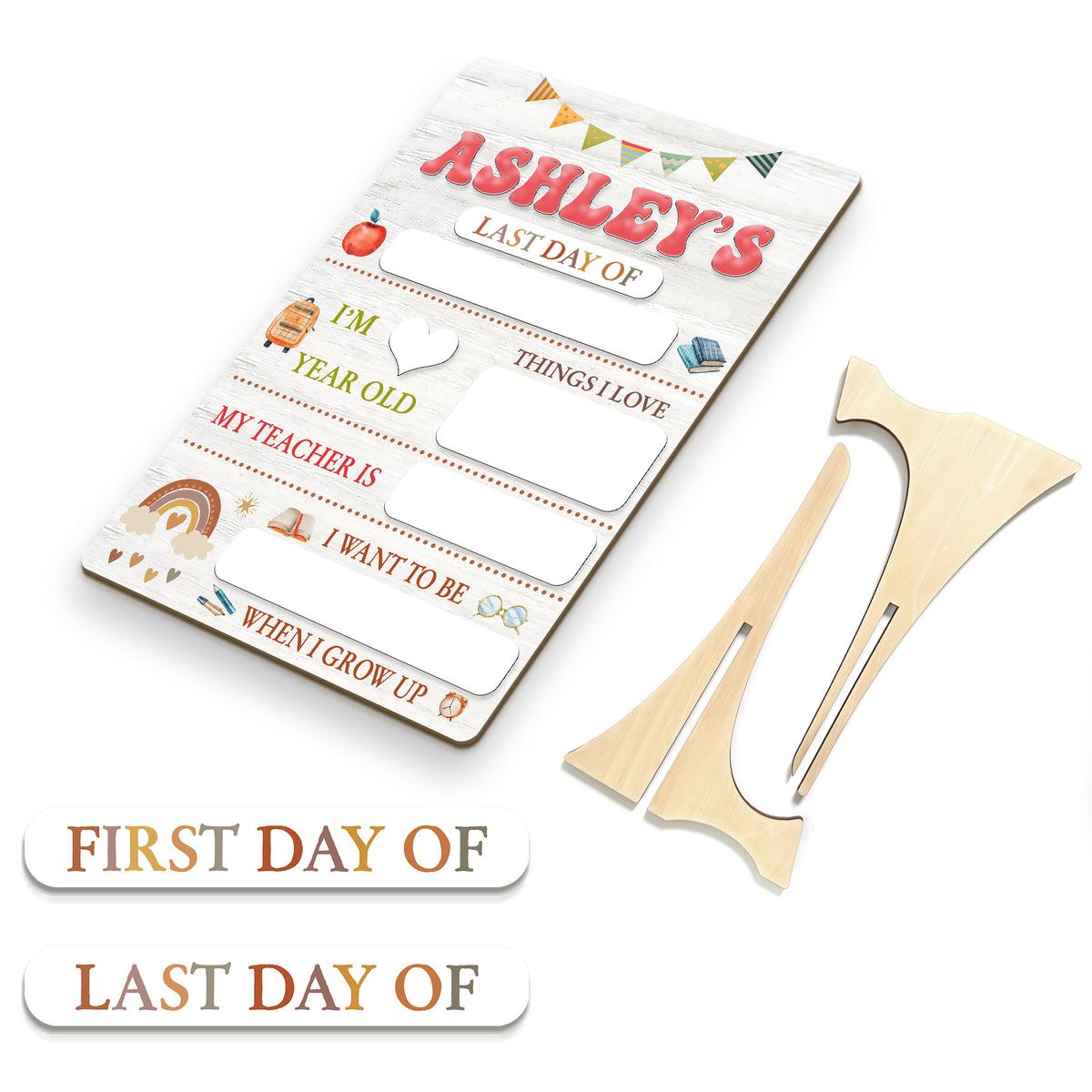 1st Day of Preschool Sign, Personalized Wooden School First & Last Day of School Board, Kindergarten Sign for Toddler, Class of 2025 Gift