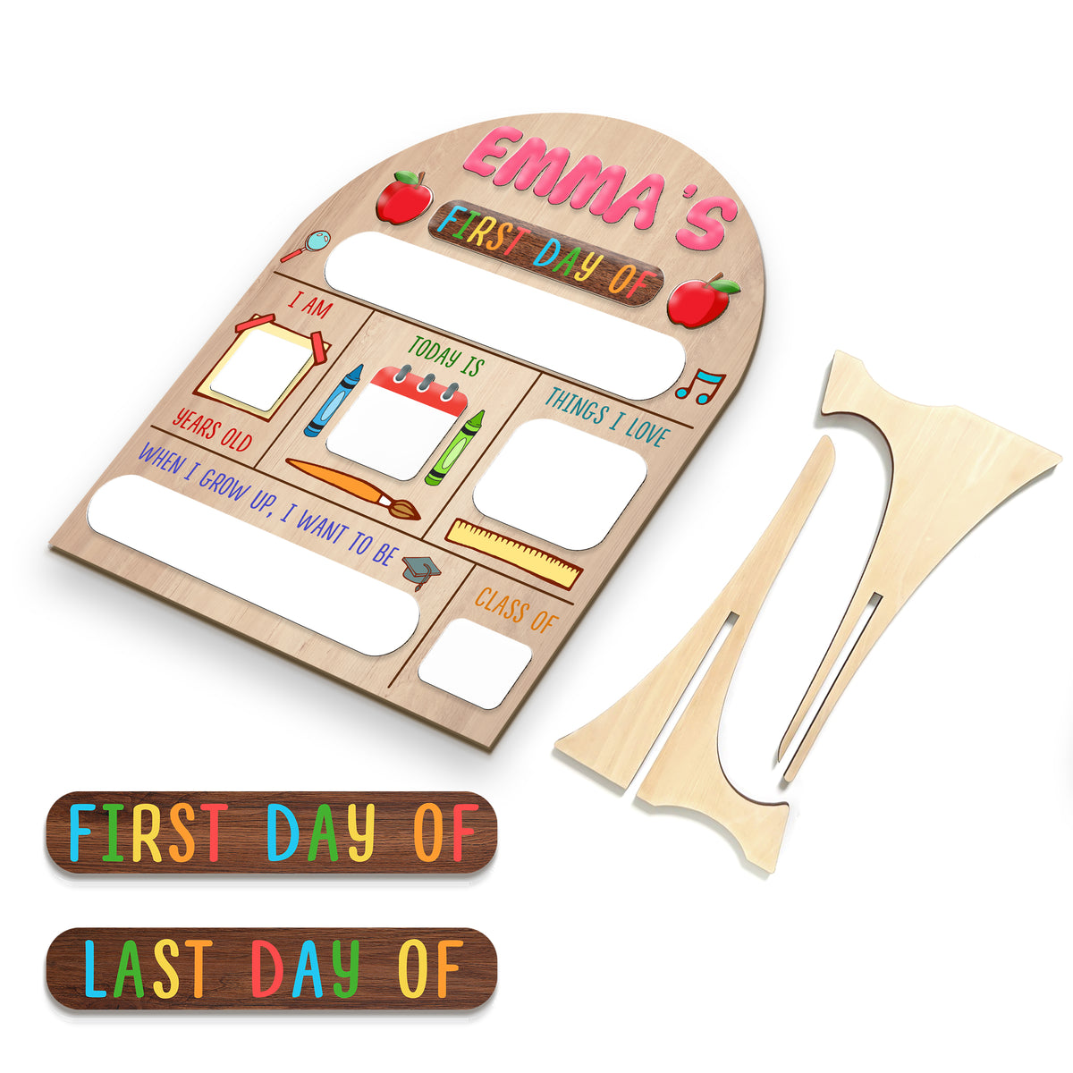 First & Last Day of School Board, Back to School Sign, Personalized Wooden Sign for Kindergarten, Class of 2025 Gift