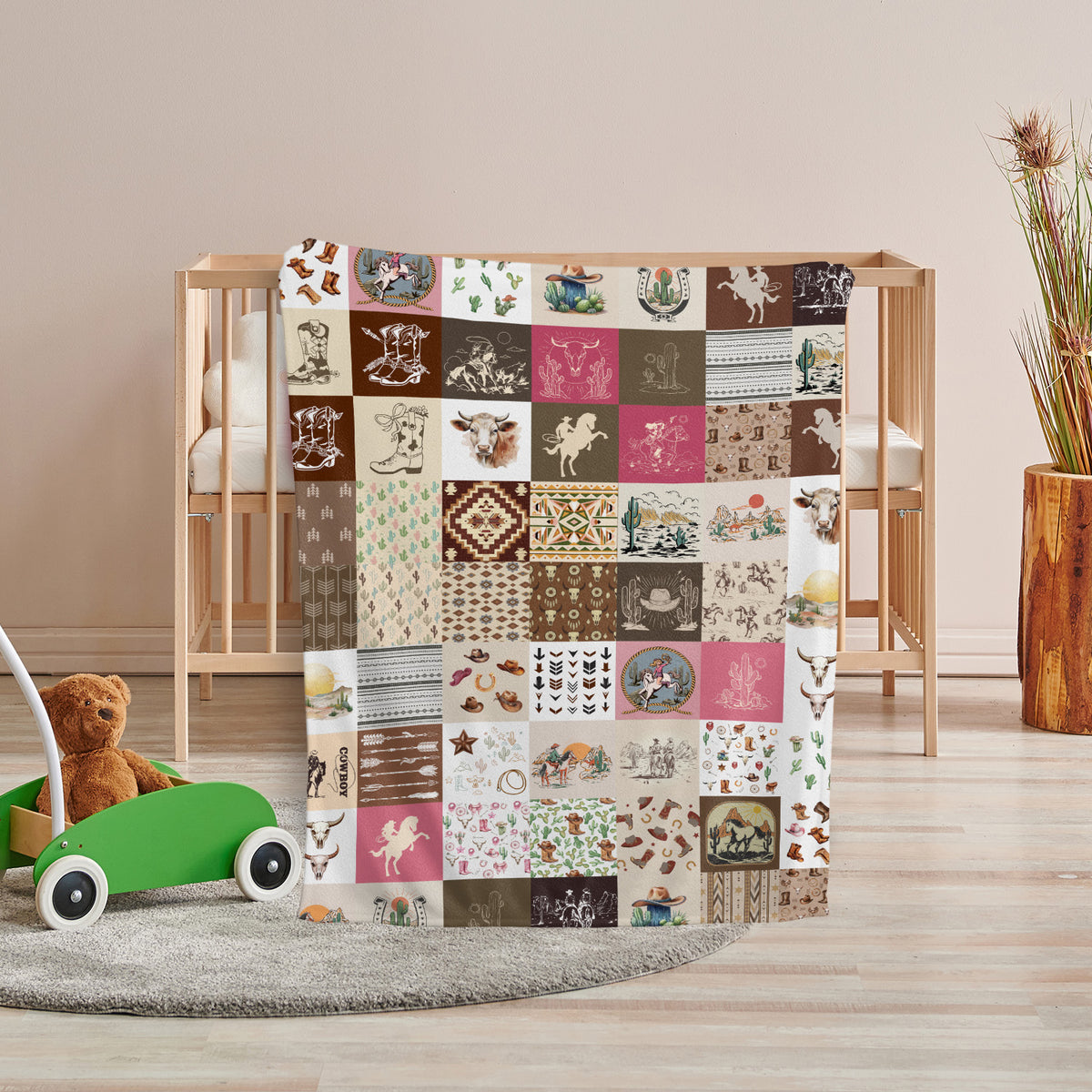 Western Baby Blanket for Boys Girls, Cowboy Baby Blankets for Newborns, Toddlers, Kids