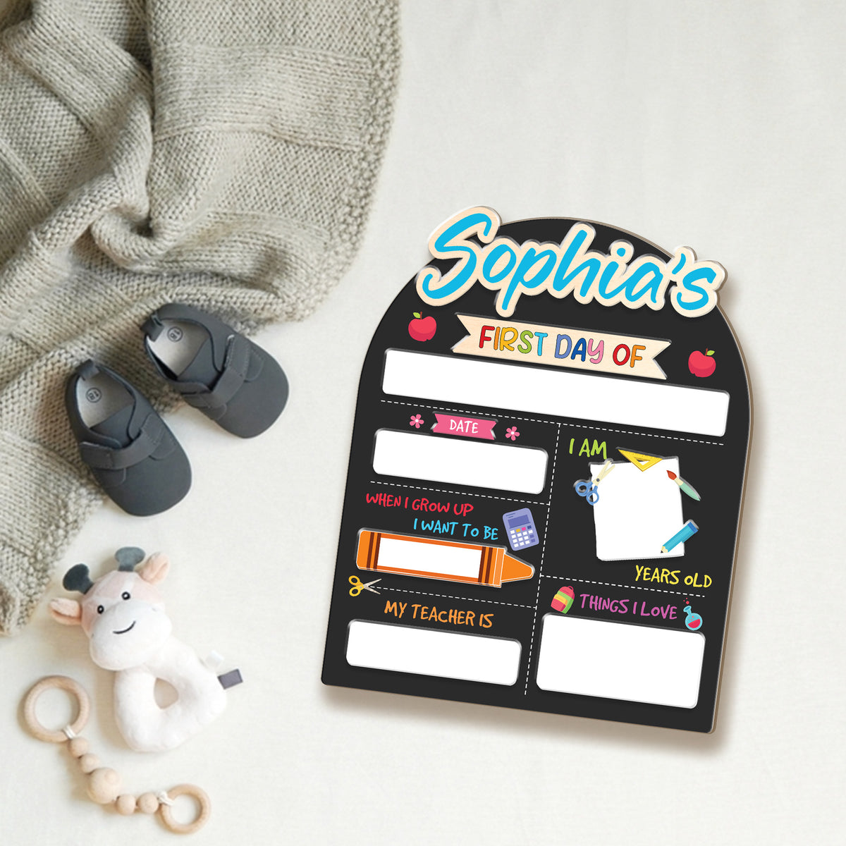 Personalized First and Last Day School Sign, Wooden Board for Toddler, Gift For Kids, Back to School Dry Erase Sign