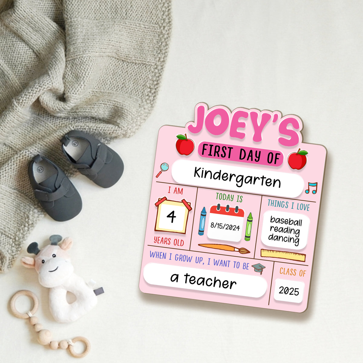 Personalized Wooden School Board Gift Student, First & Last Day of School Board, Kindergarten Sign for Toddler, Gift For Kids
