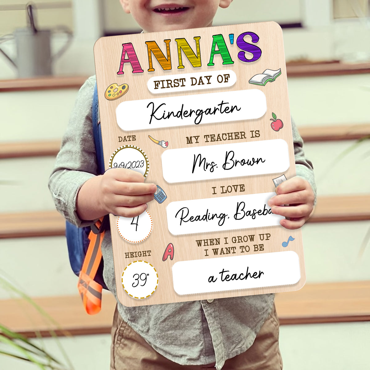 Personalized Wooden Sign For Kindergarten, First & Last Day Of School Board, Back To School Sign, Class Of 2025 Gift