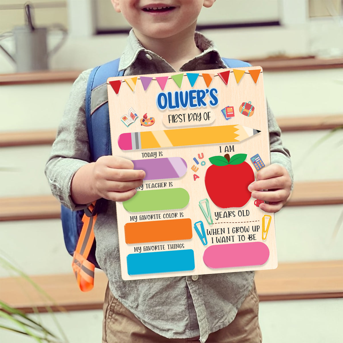 Personalized First and Last Day School Sign, Preschool Board for Toddler, Back To School Dry Erase Sign