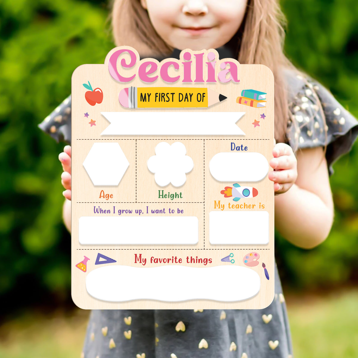 Personalized First and Last Day School Sign, Preschool Board for Toddler, Back to School Dry Erase Sign, Gift For Kids