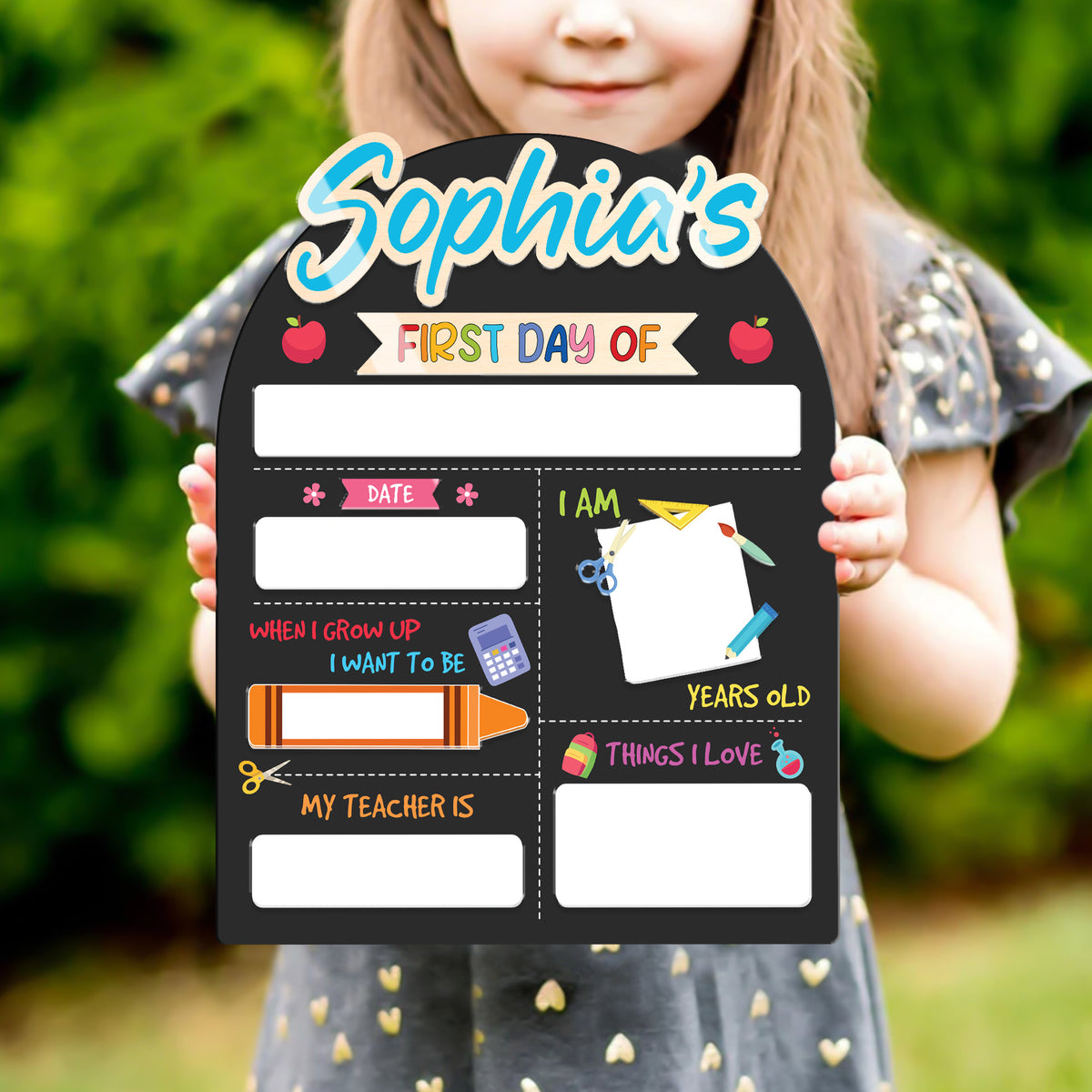 Personalized First and Last Day School Sign, Wooden Board for Toddler, Gift For Kids, Back to School Dry Erase Sign