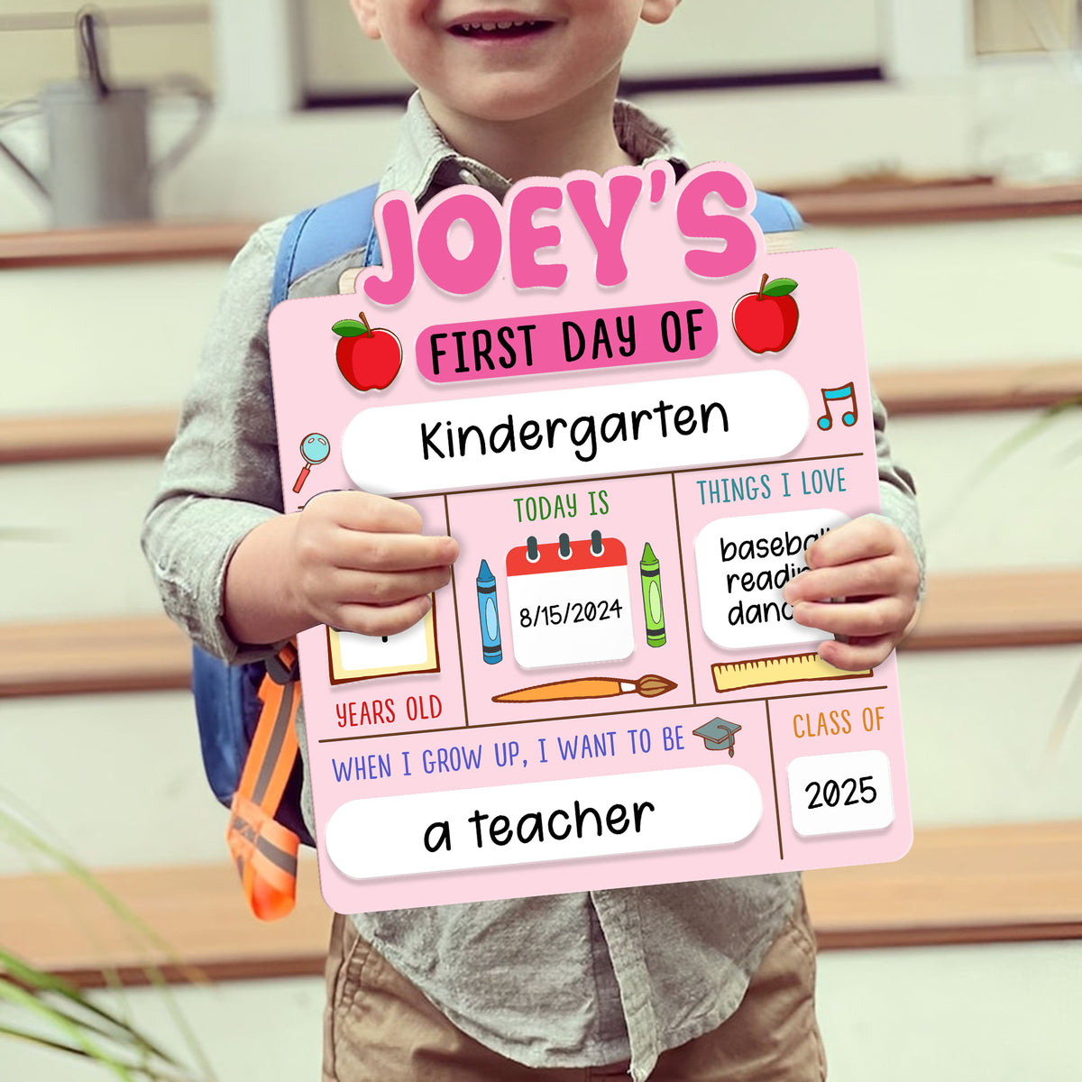 Personalized Wooden School Board Gift Student, First & Last Day of School Board, Kindergarten Sign for Toddler, Gift For Kids