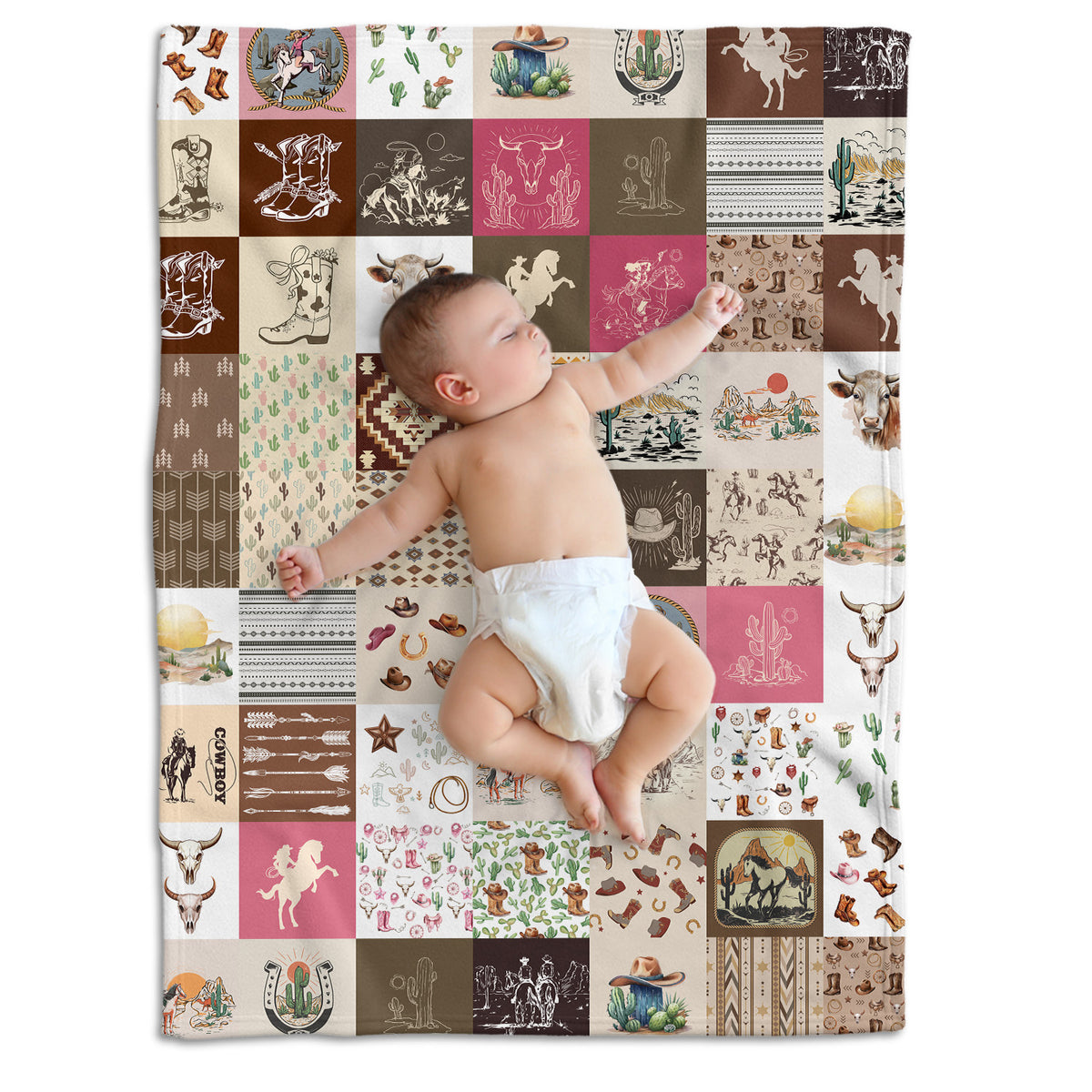 Western Baby Blanket for Boys Girls, Cowboy Baby Blankets for Newborns, Toddlers, Kids