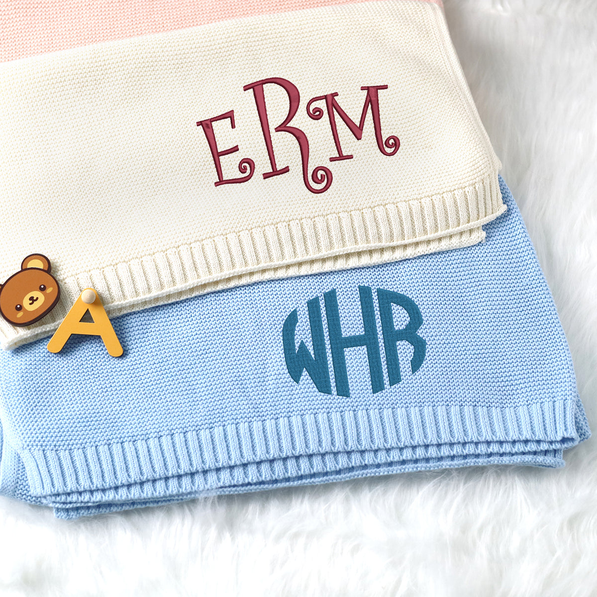 Monogrammed Name Baby Blankets Embroidered, Personalized Baby Blanket for Boys Girls, Custom Baby Name Blankets, Gift For Baby