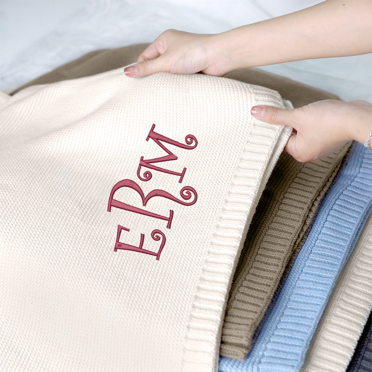 Monogrammed Name Baby Blankets Embroidered, Personalized Baby Blanket for Boys Girls, Custom Baby Name Blankets, Gift For Baby