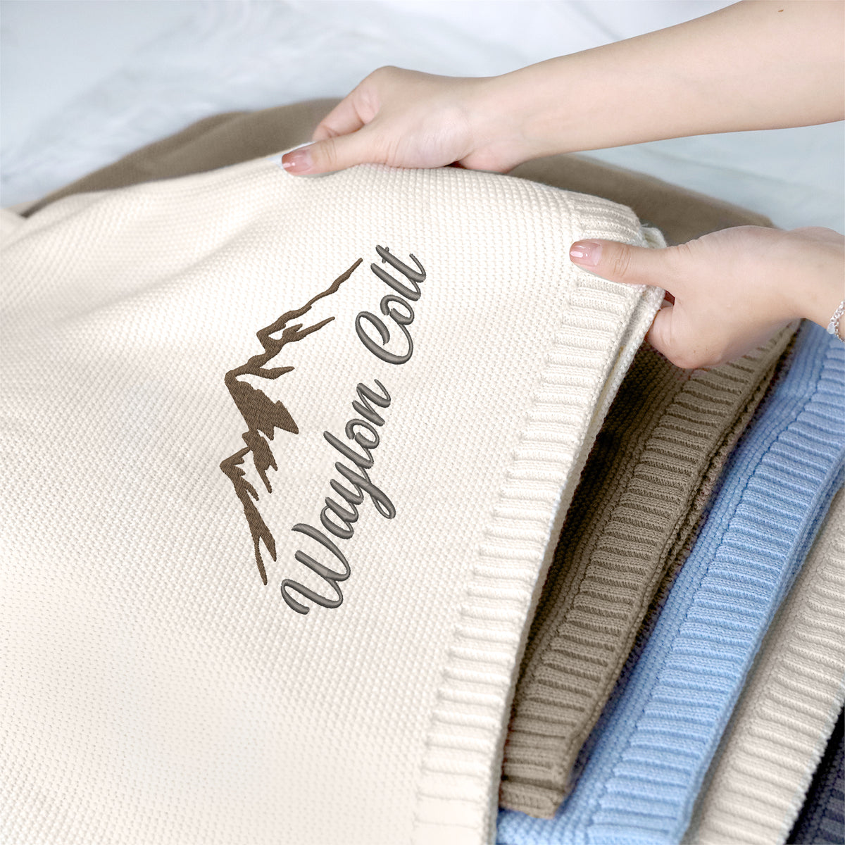 Mountain Theme Baby Blankets Embroidered, Personalized Baby Blanket for Boys Girls, Custom Baby Name Blankets, Gift For Baby