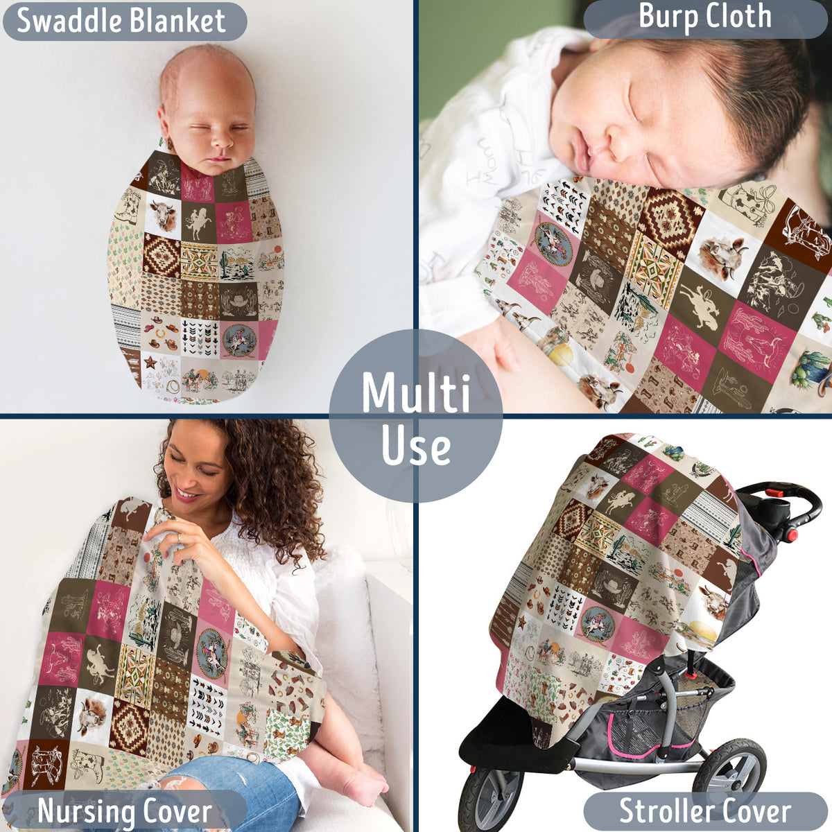 Western Baby Blanket for Boys Girls, Cowboy Baby Blankets for Newborns, Toddlers, Kids