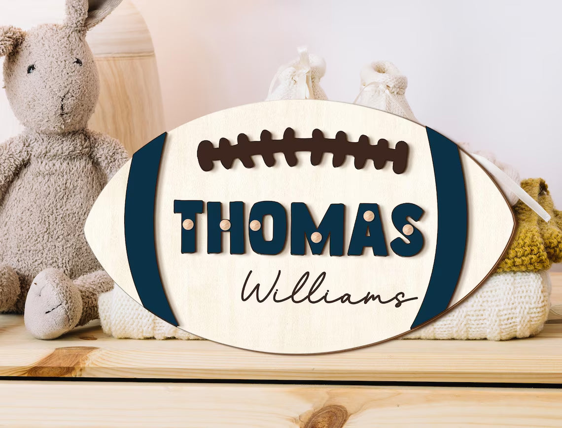 Name Puzzle Gift for Kids, Personalized Name Puzzle with Ball, Football Theme Custom Puzzle for 2 3 Years Olds Boy