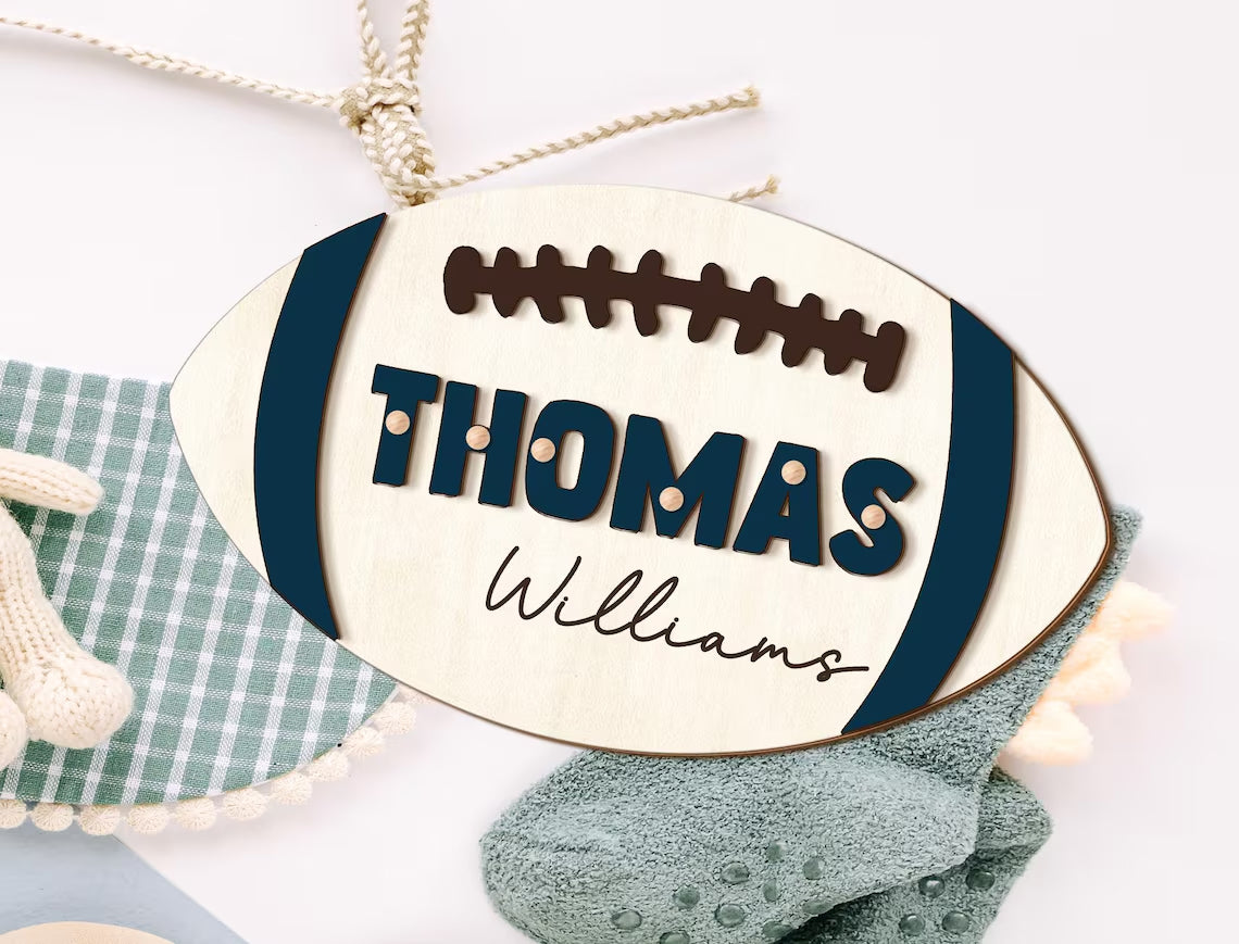 Name Puzzle Gift for Kids, Personalized Name Puzzle with Ball, Football Theme Custom Puzzle for 2 3 Years Olds Boy