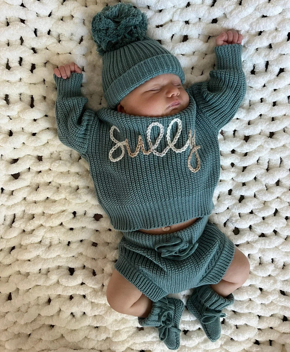 Newborn Baby Sweater, Custom Name Baby Sweater, Personalized Sweater, Birth Announcement Outfit, Hand Embroidered