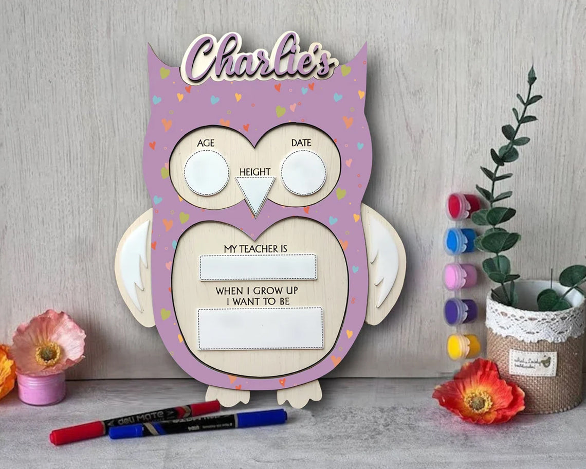 Owl Bulletin Board First & Last Day Of School Interchangeable Sign, Custom Back To School Sign