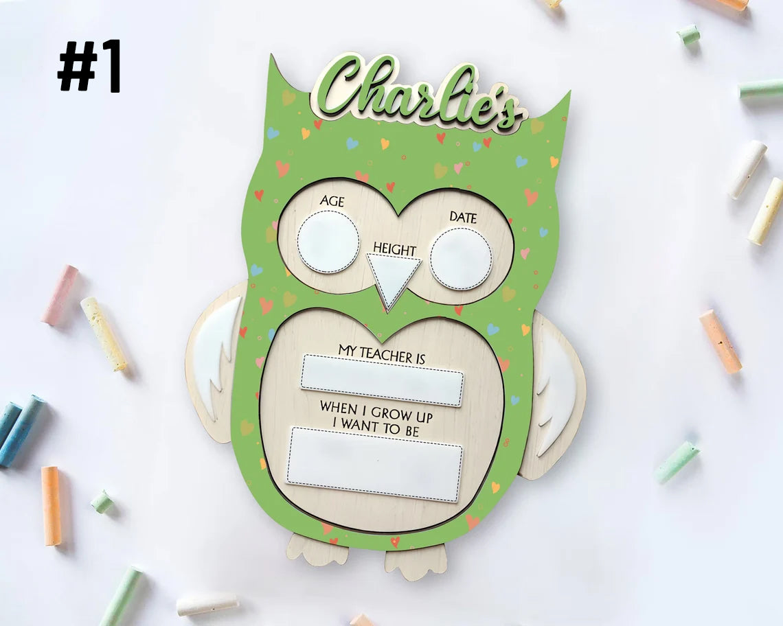 Owl Bulletin Board First & Last Day Of School Interchangeable Sign, Custom Back To School Sign