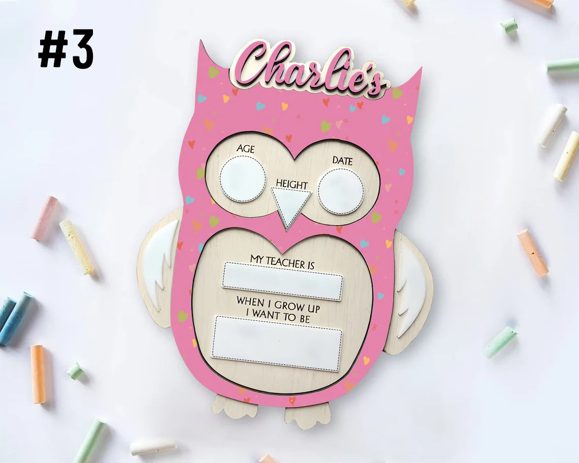 Owl Bulletin Board First & Last Day Of School Interchangeable Sign, Custom Back To School Sign