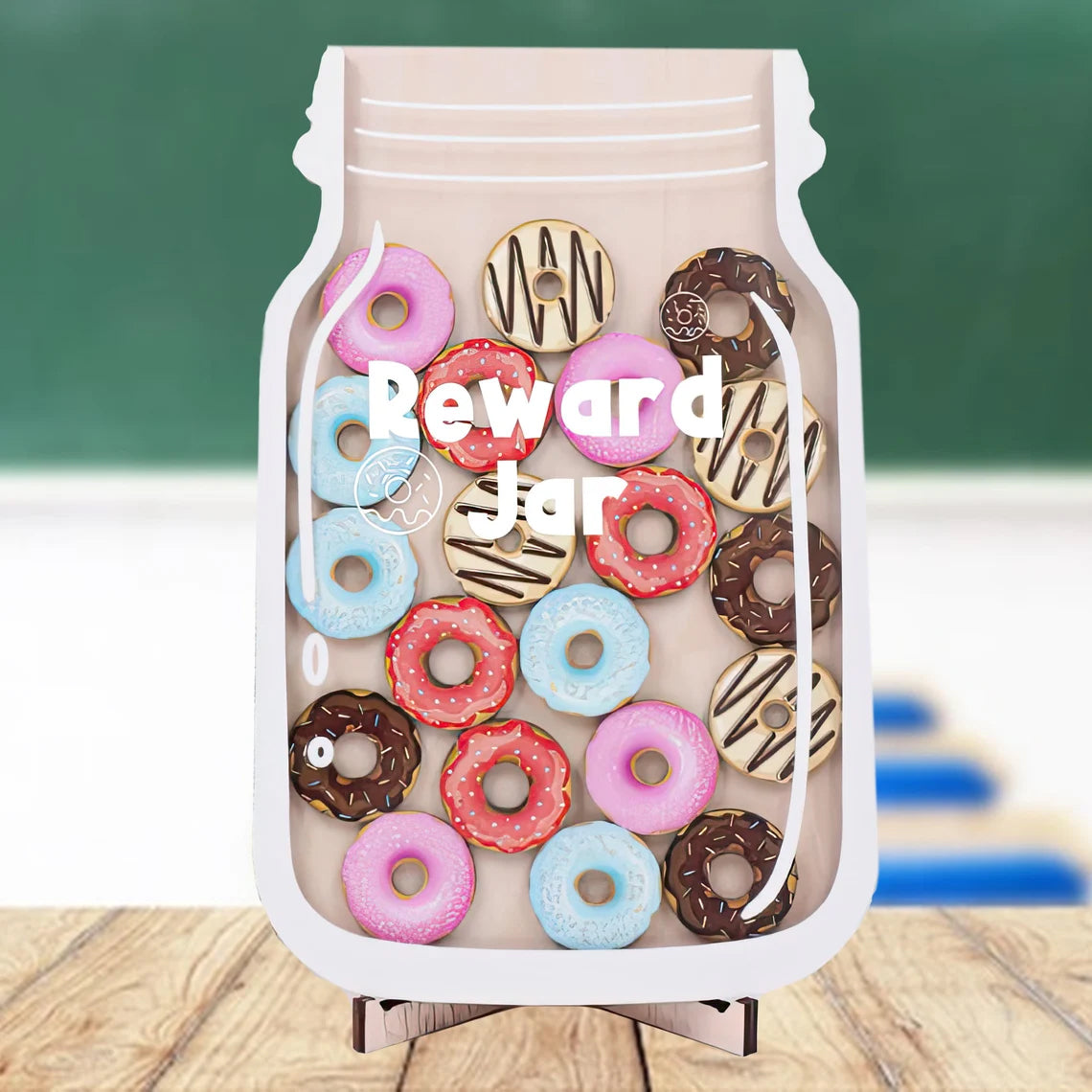 Personalised Cute Donut Kids Reward Jar, Classroom Teacher Donut Jar, Back To School Gifts for Kids