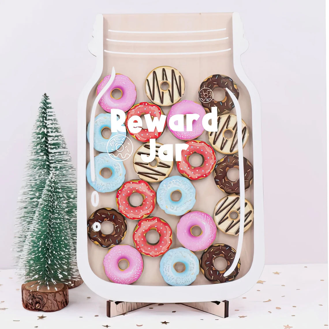 Personalised Cute Donut Kids Reward Jar, Classroom Teacher Donut Jar, Back To School Gifts for Kids
