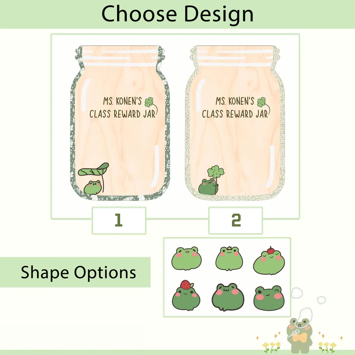 Personalised Cute Frog Reward Jar, Back To School Gift, Custom Name Reward For Kids, Wild Animal