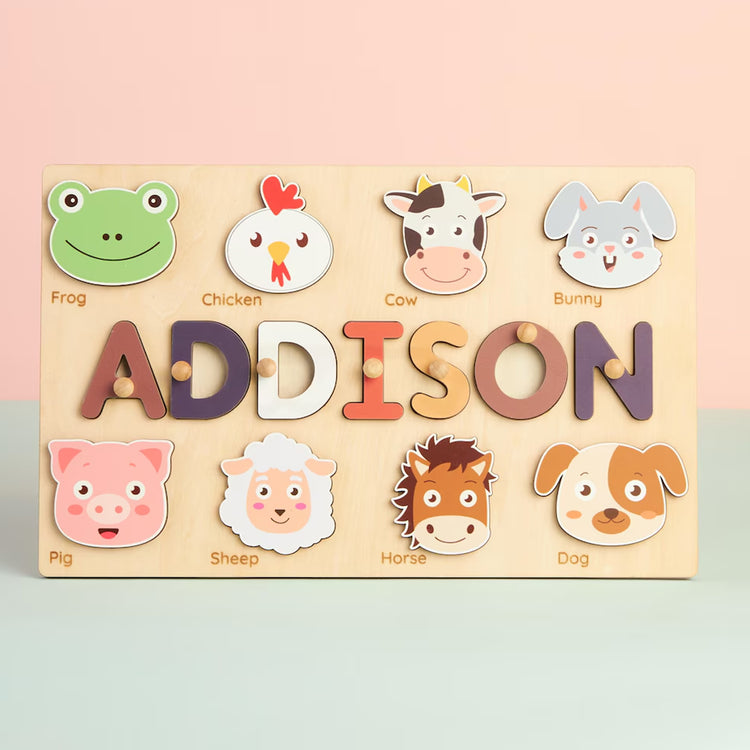 Personalized 1-3 Year Old Name Puzzl Animal, Nursery decorations, Back To School Gifts For Kids