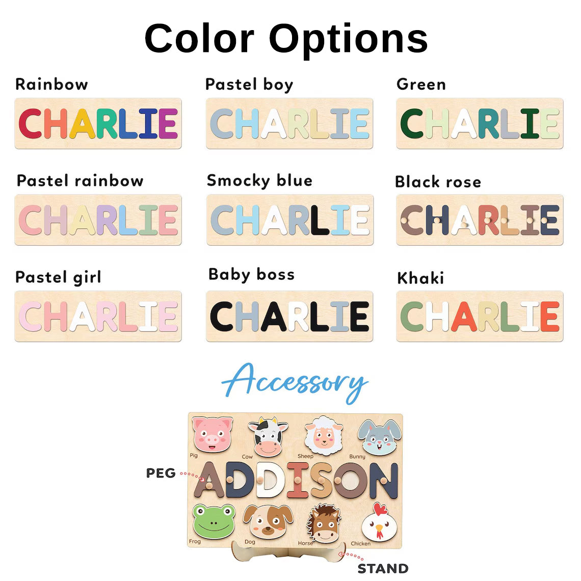 Personalized 1-3 Year Old Name Puzzl Animal, Nursery decorations, Back To School Gifts For Kids