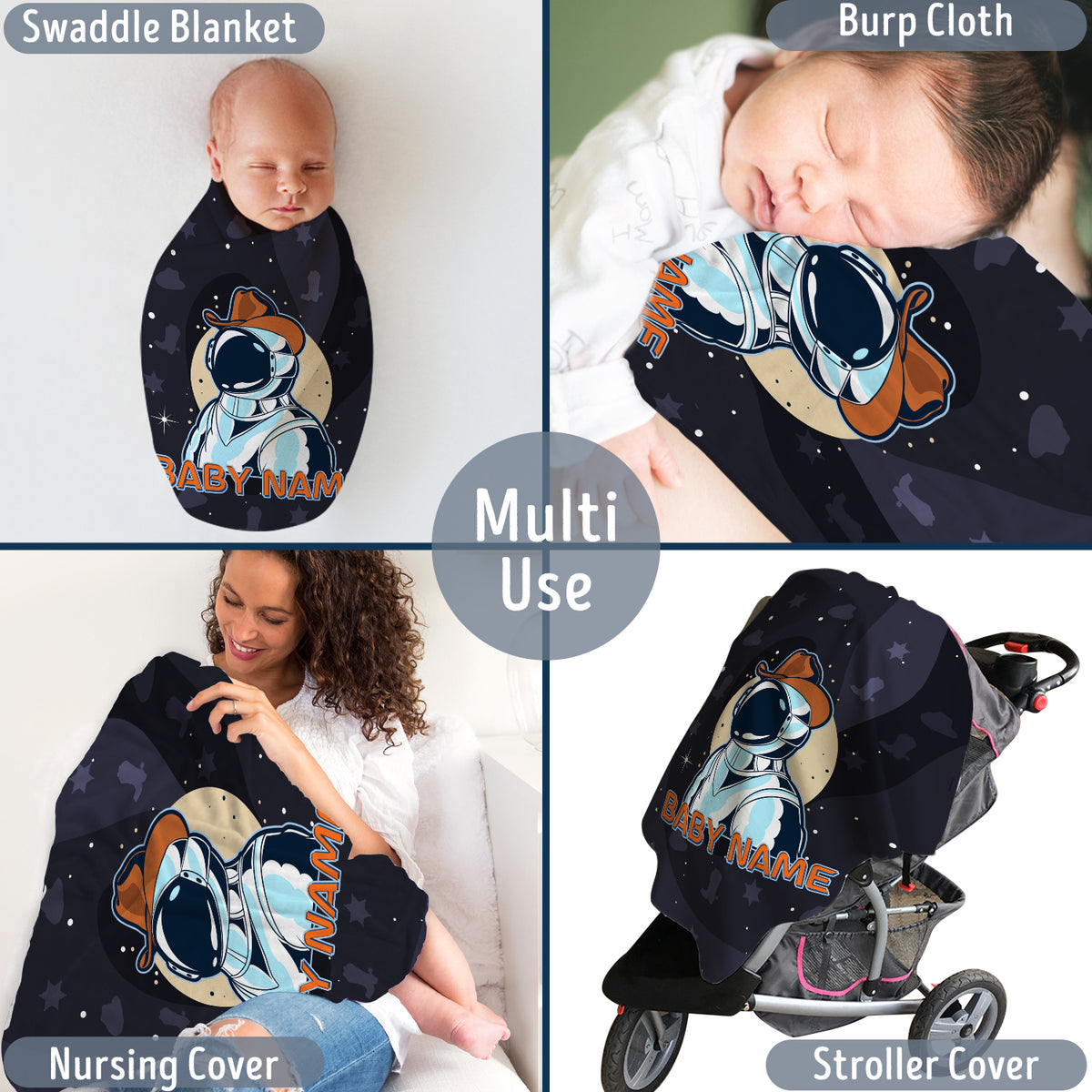 Personalized Astronaut Baby Blankets for Boys & Girls - Custom Name Fleece Blankets for Infant Newborn Son & Daughter