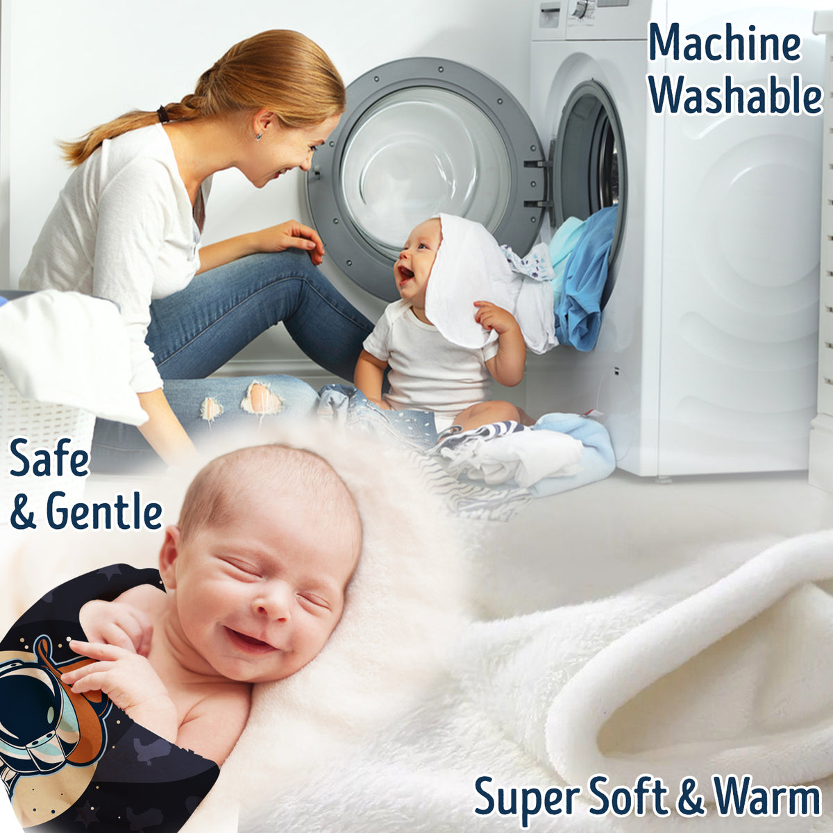 Personalized Astronaut Baby Blankets for Boys & Girls - Custom Name Fleece Blankets for Infant Newborn Son & Daughter