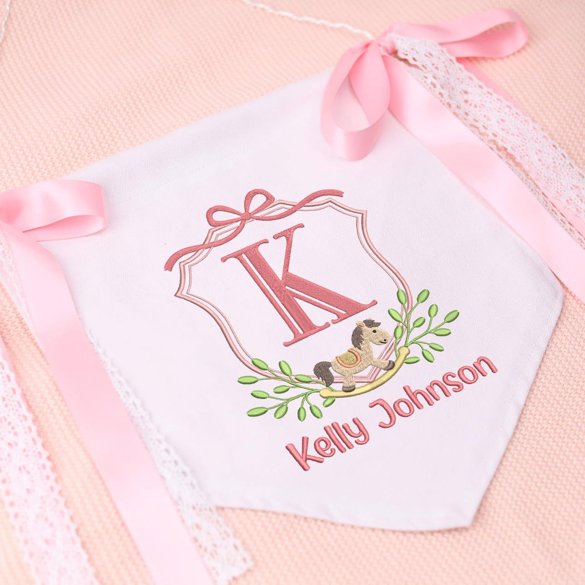 Personalized Baby Annoucement Sign, Baby Banner with BOWs, Baby Hospital Name Sign, Canvas Hanging Pennant Flag Baby Banner, Gift For Baby