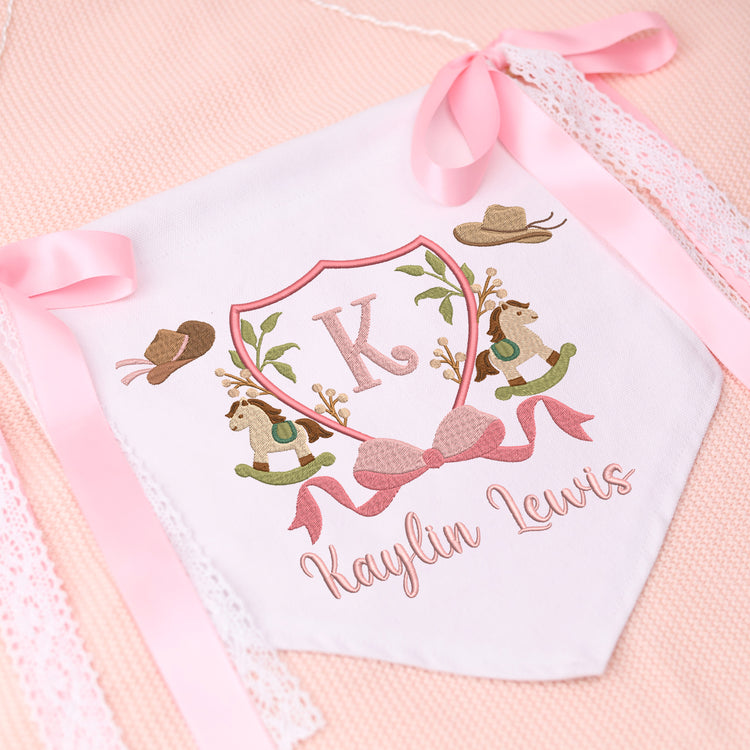 Personalized Baby Annoucement Sign, Baby Hospital Name Sign, Canvas Hanging Pennant Baby Flag, Baby Banner with BOWs