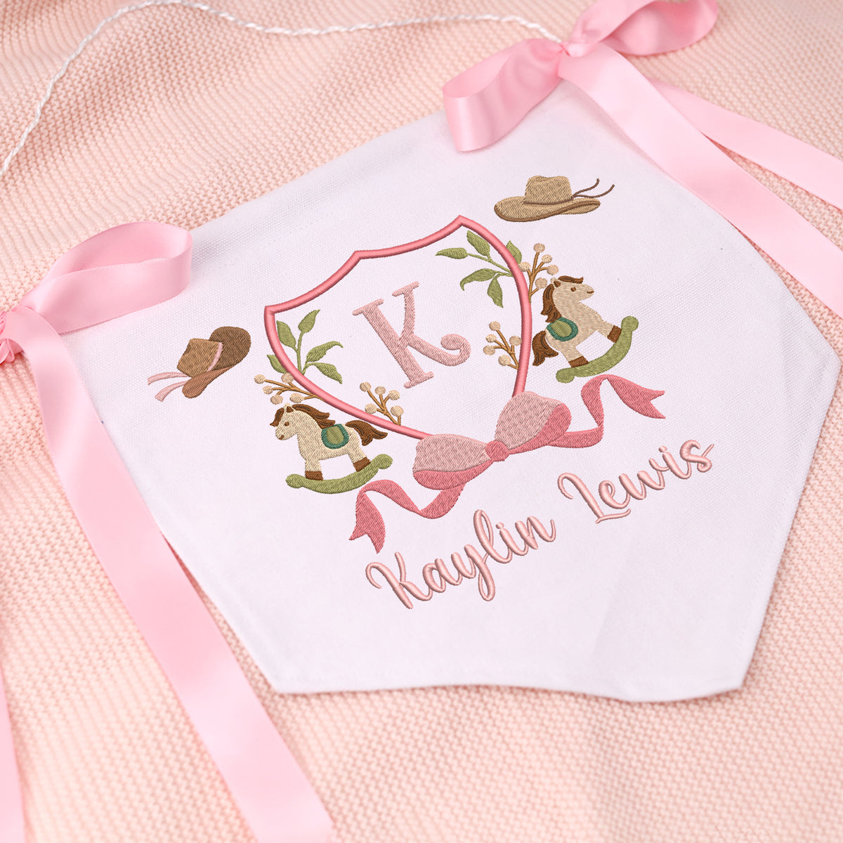 Personalized Baby Annoucement Sign, Baby Hospital Name Sign, Canvas Hanging Pennant Baby Flag, Baby Banner with BOWs