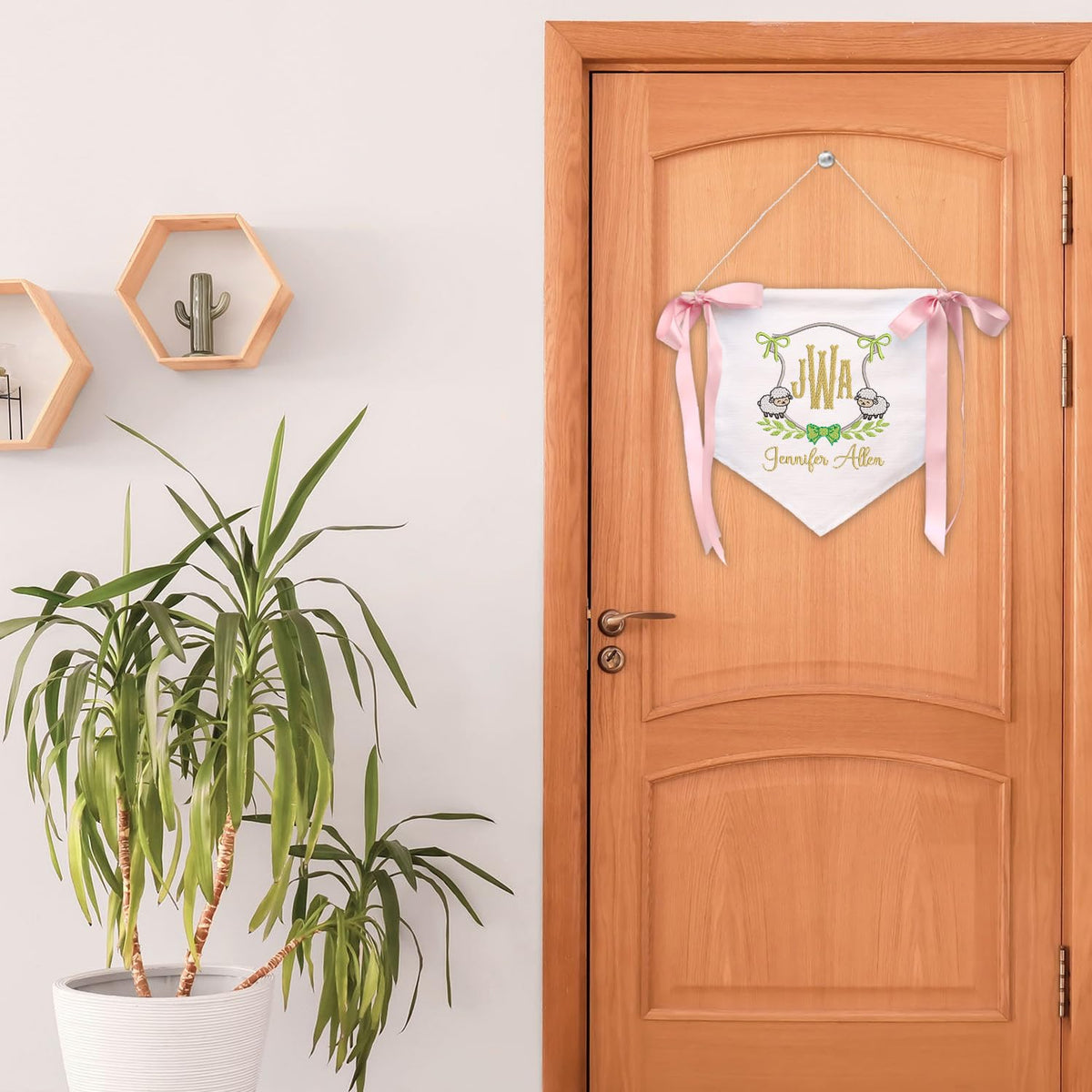 Personalized Baby Annoucement Sign, Baby Hospital Name Sign, Canvas Hanging Pennant Baby Flag, Baby Banner with BOWs
