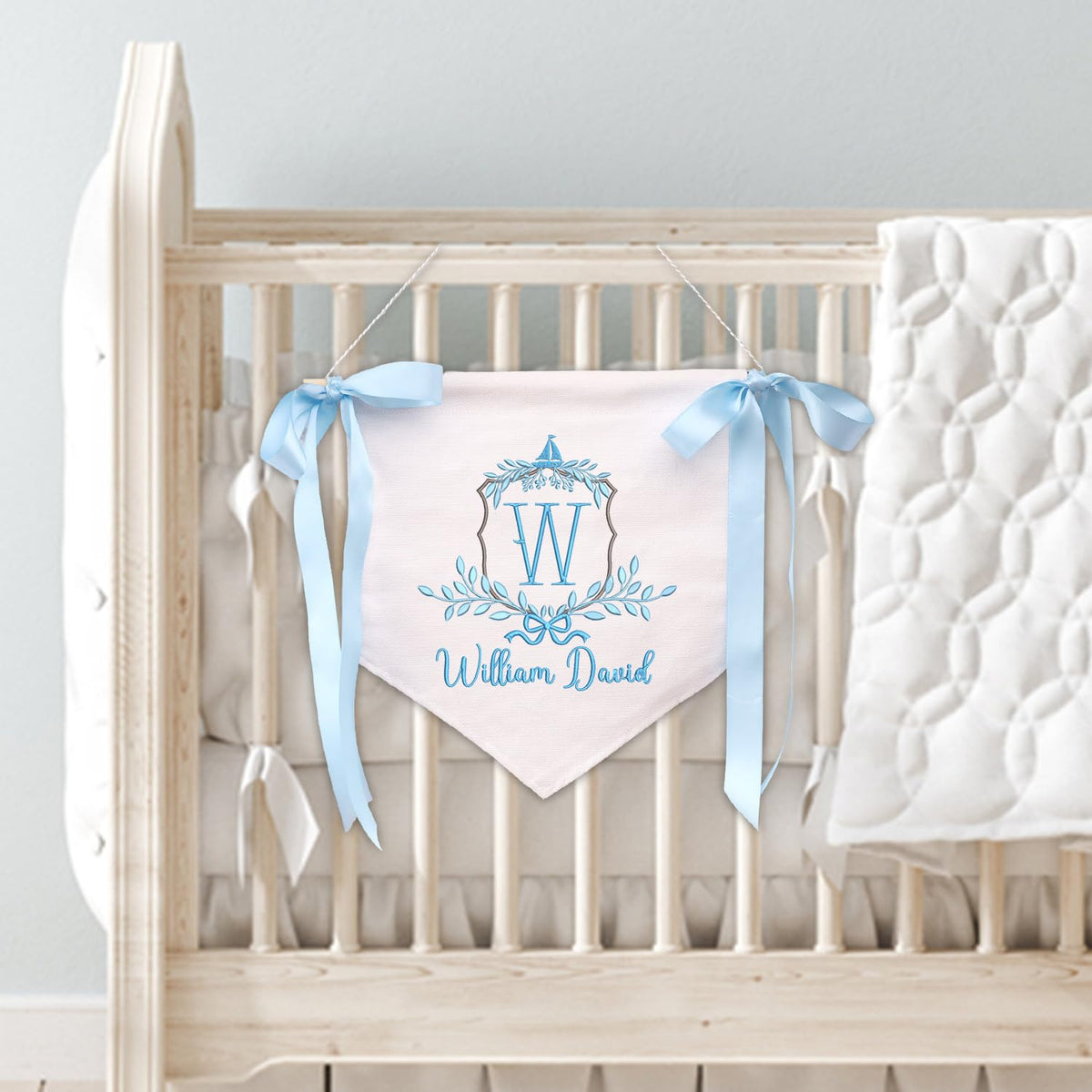 Personalized Baby Annoucement Sign, Baby Hospital Name Sign, Canvas Hanging Pennant Flag Baby Banner, Gift For babys