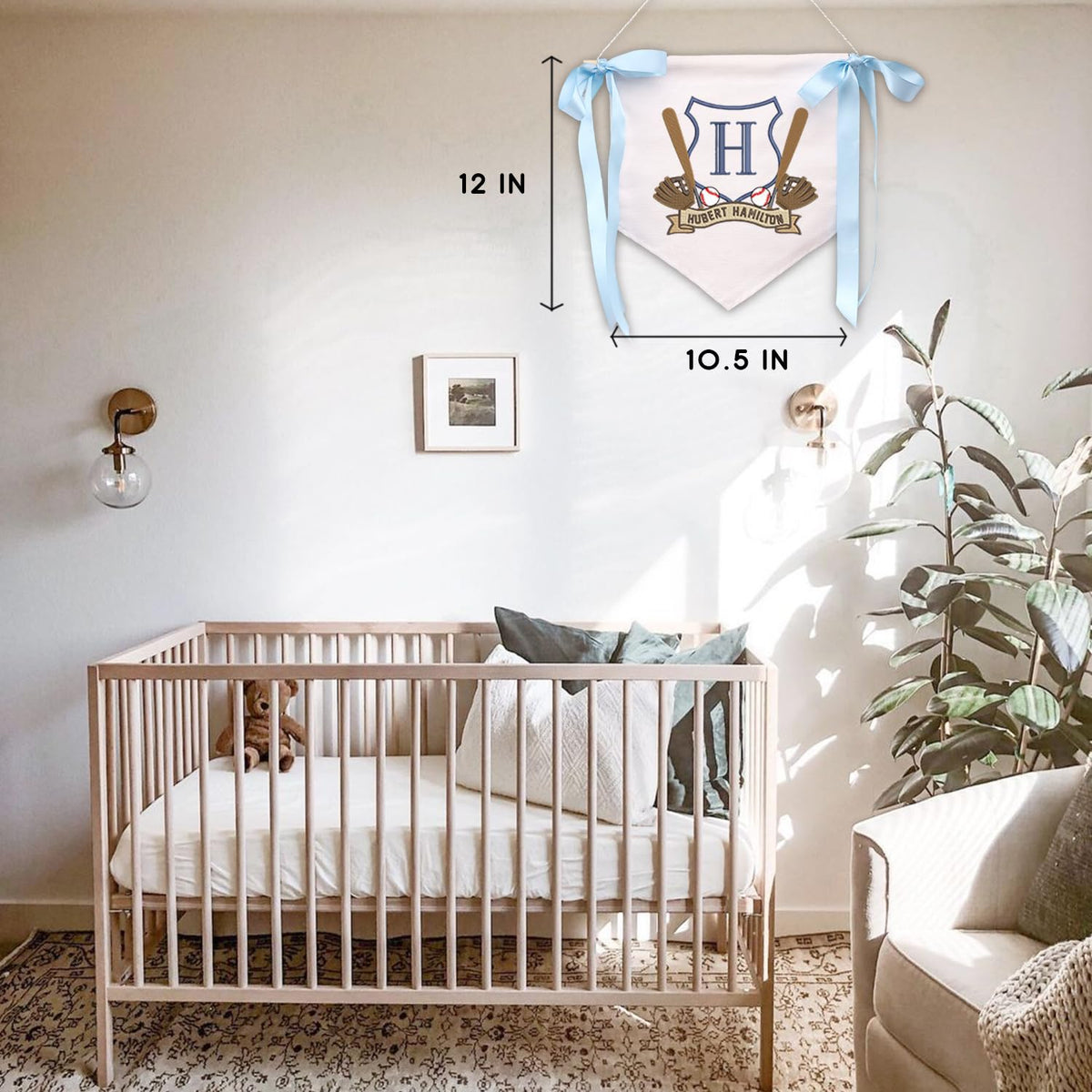 Personalized Baby Annoucement Sign, Canvas Hanging Pennant Flag Baby Banner, Baseball Baby Sign, Great Gift For Baby