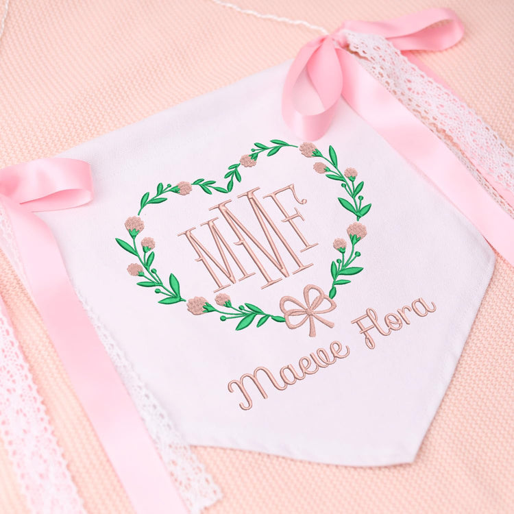 Personalized Baby Annoucement Sign, Canvas Hanging Pennant Flag Baby Banner, Embroidered Baby Name Sign, Gift For Baby