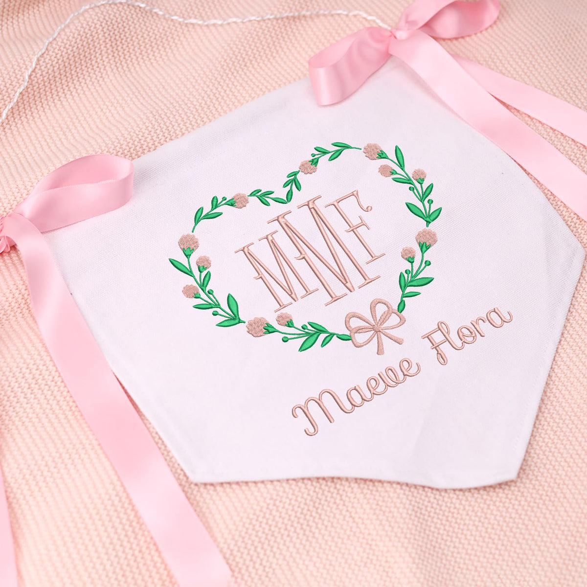 Personalized Baby Annoucement Sign, Canvas Hanging Pennant Flag Baby Banner, Embroidered Baby Name Sign, Gift For Baby