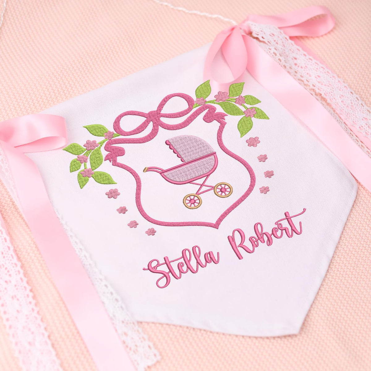 Personalized Baby Annoucement Sign, Canvas Hanging Pennant Flag Baby Banner, Great Gift For Baby