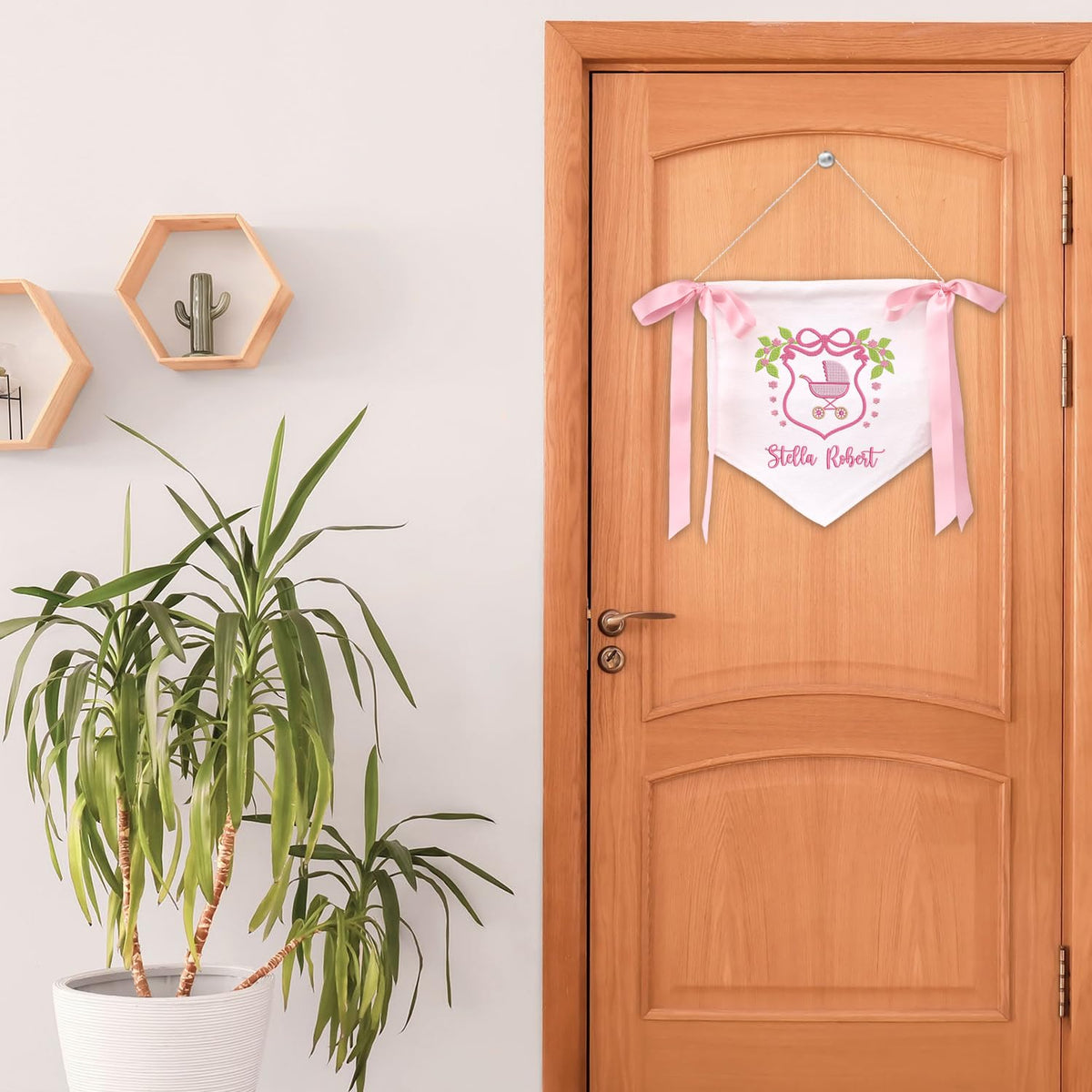 Personalized Baby Annoucement Sign, Canvas Hanging Pennant Flag Baby Banner, Great Gift For Baby