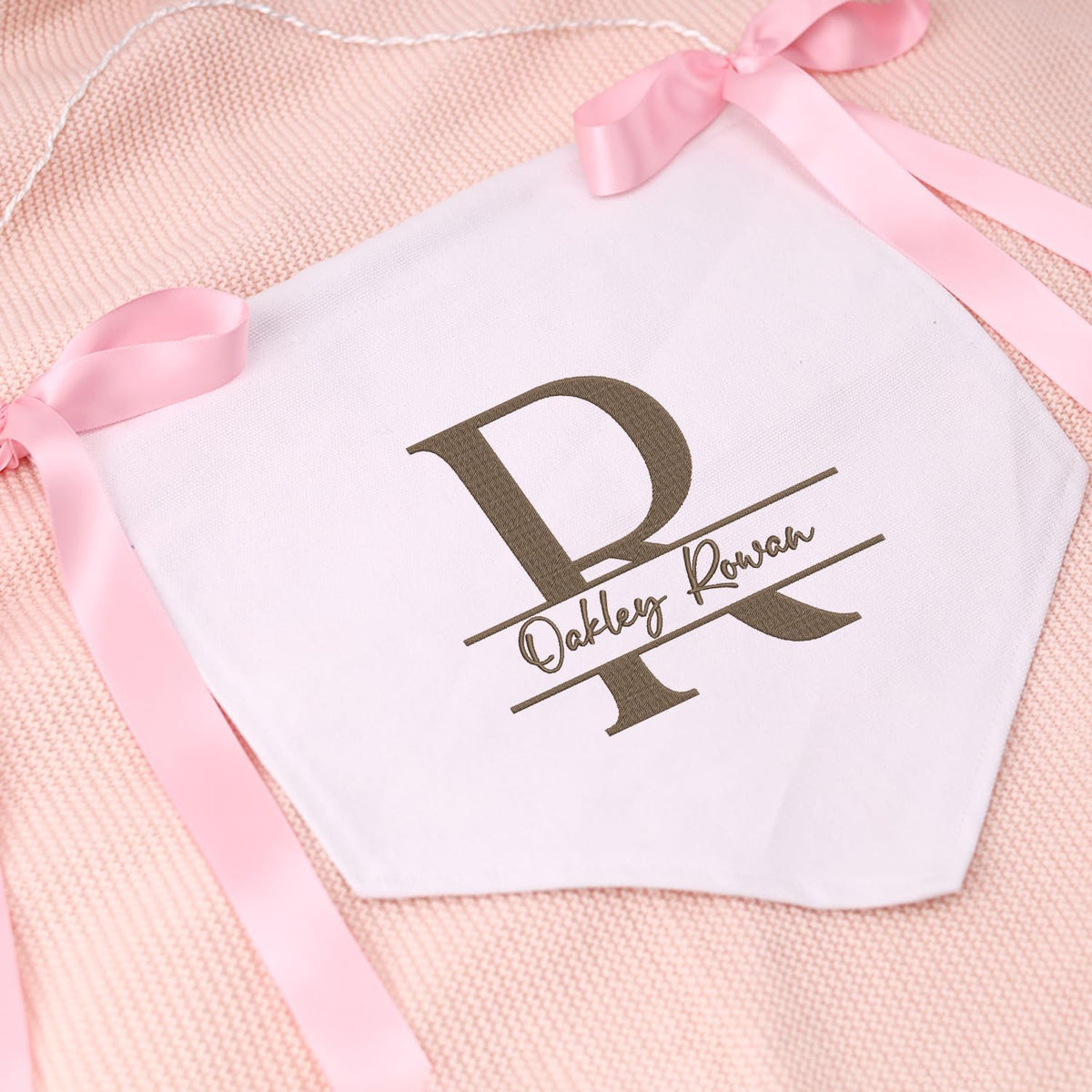 Personalized Baby Banner, Big Letter Embroidered Baby Name Flag, Welcome Banner, Hospital Door Sign, Baby Shower Banner with Bows